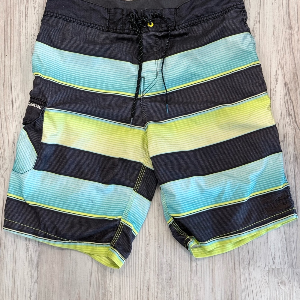 Billabong Men's Black and Blue Striped Board Shorts
